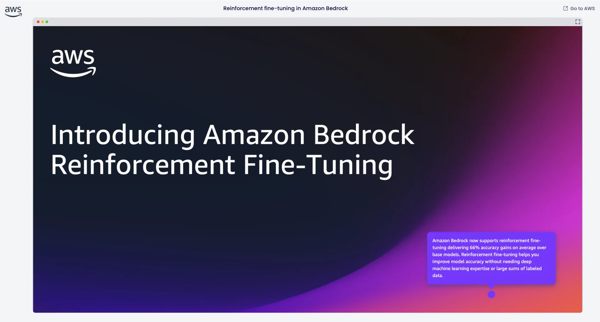AWS, 강화 학습 미세조정 기능 추가로 AI 모델 정확도 66% 향상...Amazon Bedrock에서 전문가 없이도 고성능 AI 모델 개발 가능